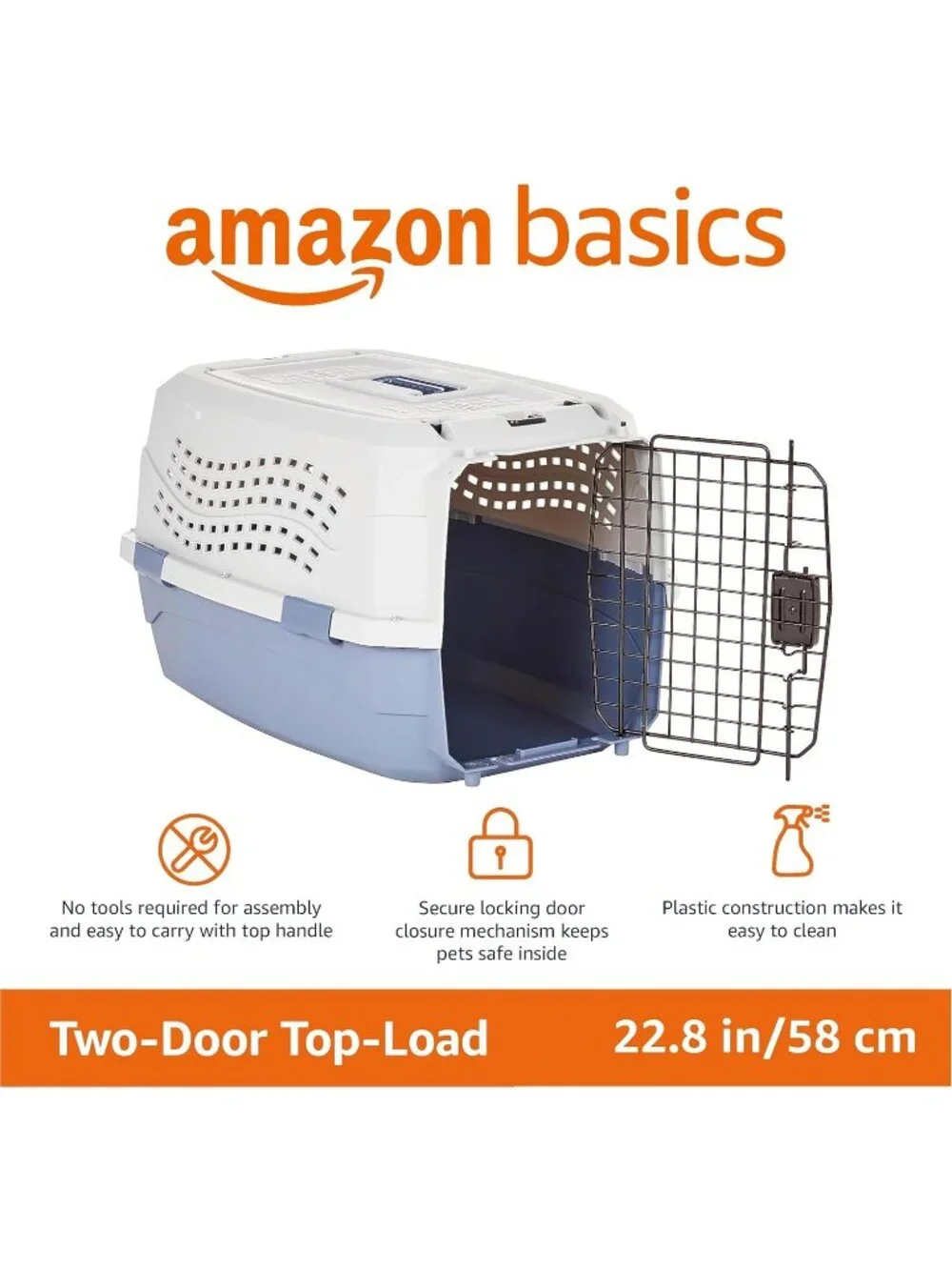 New 2-Door Top-Load Hard-Sided Cats Pet Travel Carrier, 22.8